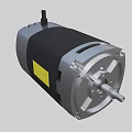 Industrial Electric Motor with Black Casing Silver Components and Rotor Shaft