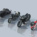 Four Diverse Motorcycles With Various Colors And Classic Modern Design Styles