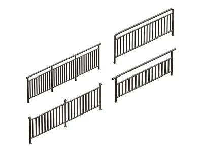 Metal Railings With Vertical Bars For Balcony Staircase And Deck 3d model