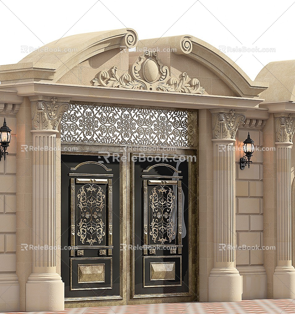 European-style gate head facade 3d model