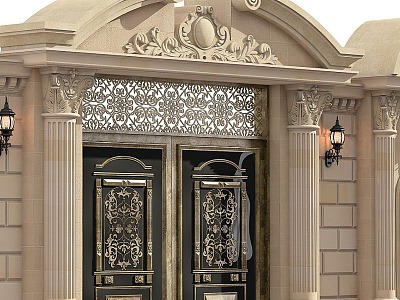 European-style gate head facade 3d model