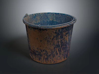 Rusty Worn Plastic Bucket Essential For Household Daily Storage Use 3d model