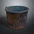 Rusty Worn Plastic Bucket Essential For Household Daily Storage Use 3d model
