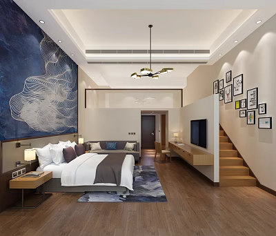 Modern Room Duplex Room Hotel 3d model Modern Room Duplex Room Hotel 3d model