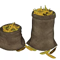 Two Burlap Sacks Filled With Fresh Bananas And Some Scattered On Ground