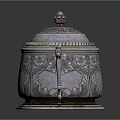 Vintage Silver Lidded Electric Appliance With Decorative Handles And Ornate Patterns