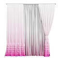 Soft Texture Pink Gradient Pleated Curtains With Ruffled Hem For Romantic Decor 3d model