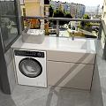 Contemporary Laundry Cabinet With Washing Machine Sink Laundry Basket And Balcony