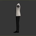White Suit Mannequin With Black Bow Tie Black Pants Black Shoes And Outstretched Arms