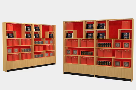 Shelf Display Cabinet Shelf Image Cabinet Donge Ejiao Counter Gift Counter Wooden Cabinet Gift Box Scented Tea Rack 3d model