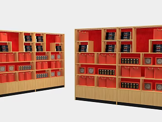 Shelf Display Cabinet Shelf Image Cabinet Donge Ejiao Counter Gift Counter Wooden Cabinet Gift Box Scented Tea Rack 3d model