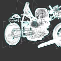 Red Custom Motorcycle With Exposed Engine Mechanical Parts And Red Wheels
