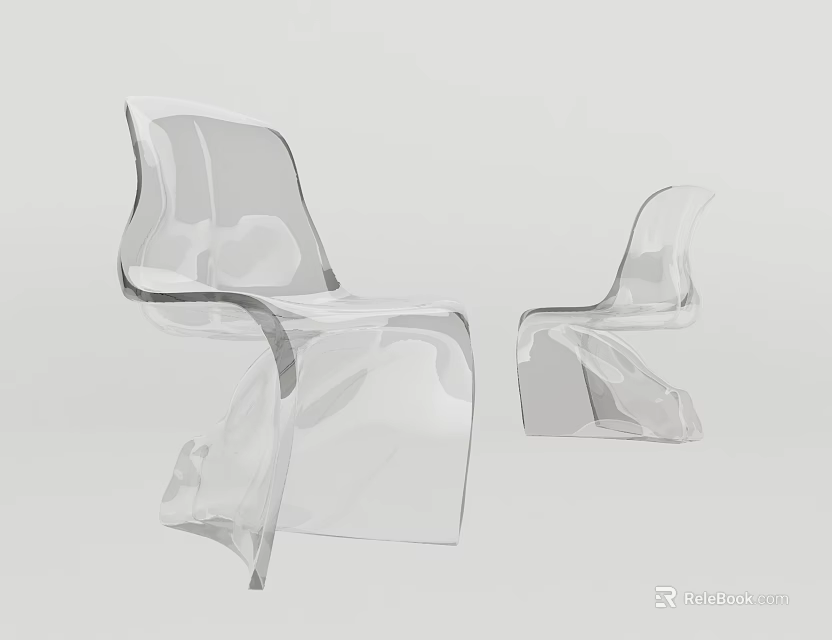 Transparent Modern Leisure Chairs With Sleek Acrylic Design And Contemporary Style 3d model 
