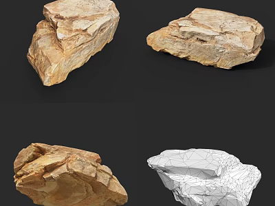 Realistic Stone Wood Material Samples with Natural Texture and 3D Wireframe Model Design 3d model