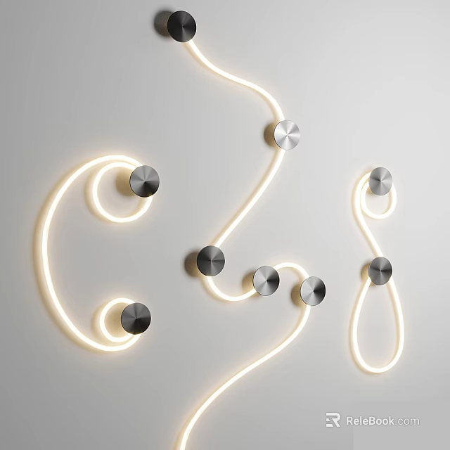 Modern Wall Lights With Curved LED Light Strips And Round Metal Bases On White Background 3d model 