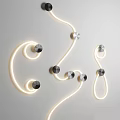 Modern Wall Lights With Curved LED Light Strips And Round Metal Bases On White Background