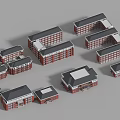Modern School Buildings With Red Brick Exteriors Multiple Roof Styles And Connected Wings