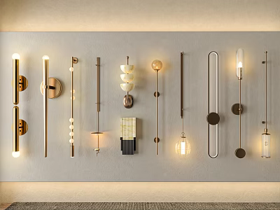 Modern Wall Lamps with Various Designs and Metal Finishes for Indoor Decorative Lighting 3d model