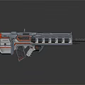Futuristic Advanced Gun With Metallic Silver Red Tactical Design And Structure