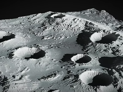 Rugged Lunar Surface Landscape Featuring Multiple Impact Craters and Rocky Terrain 3d model