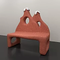 Unique Public Bench With Orange Surface White Accents And Circular Holes Design