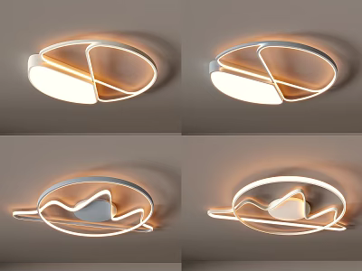 Modern Sleek Ceiling Light Design With Circular Lines And Illuminated Rings 3d model