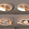 Modern Sleek Ceiling Light Design With Circular Lines And Illuminated Rings 3d model