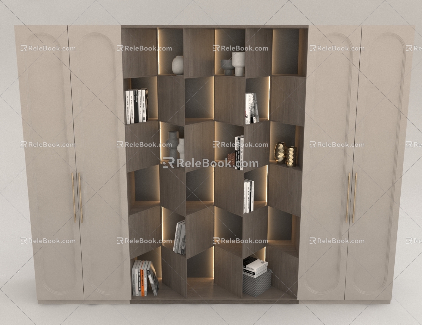 Bookcase Wine Cabinet Locker 3d model