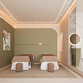 Elegant Warm Beauty Salon Treatment Room With Comfortable Spa Beds And Soft Ambient Lighting