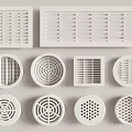 White Air Conditioner Vents With Various Shapes And Different Grille Designs