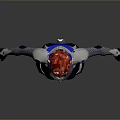 Futuristic Game Movie Character in Blue Silver Bodysuit with Helmet and Yellow Black Foot Gear