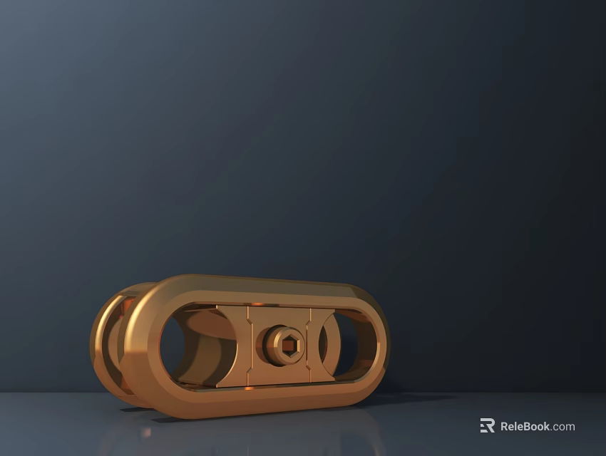 Golden Metal Connector with Circular Holes Central Bolt and Smooth Surface on Dark Background 3d model 