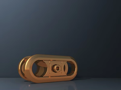 Golden Metal Connector with Circular Holes Central Bolt and Smooth Surface on Dark Background 3d model