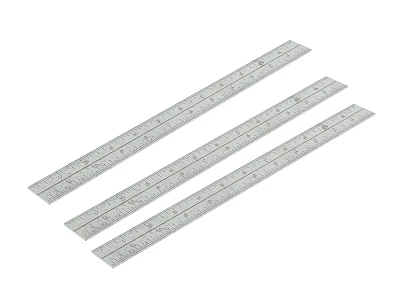 Three Metal Rulers With Precise Scales Straight Edge Measuring Tools 3d model