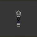 Futuristic Sci-Fi Weapon with Silver Metallic Body Brown Wooden Grip Red Laser and Mechanical Structure