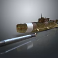 Whale Shaped Submarine Model With Torpedo On Display Stand 3d model