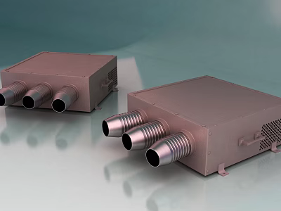 Industrial Equipment with Stainless Steel Casing and Three Exhaust Tubes for Industrial Use 3d model
