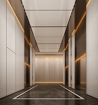 modern elevator hall 3d model