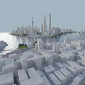3D Urban Cityscape Model With Skyscrapers Waterfront And Low Rise Buildings