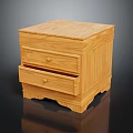 Natural Wooden Nightstand With Two Drawers And Simple Design Drawer Handles