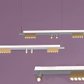 Elegant Modern Chandeliers Interior With Various Styles And Purple Background 3d model