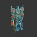 Red And Blue Transformers Robot Toy Figure With Axe Weapon And Mechanical Joints