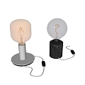 Modern Table Lamps with Gold Metal and Black Marble Bases and Transparent Glass Bulbs