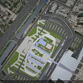Aerial Planning of Modern Architecture Complex with Green Areas Waterfront Road Networks and Parking Lots