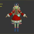 Cute Blonde Character In Red Green Outfit With Gold Accents White Trim And Green Gloves