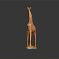Detailed Game Movie Character Giraffe Wooden Sculpture With Spotted Pattern Long Neck And Legs