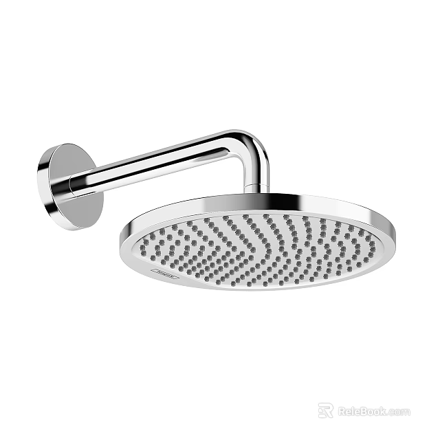Chrome Round Shower Head With Wall Mounted Design And Water Outlet Holes 3d model 