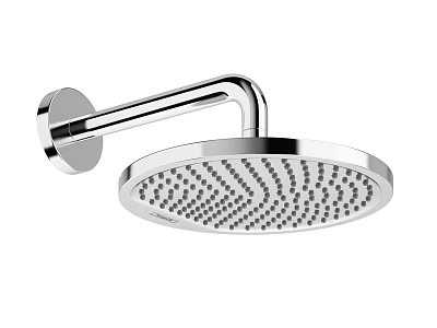 Chrome Round Shower Head With Wall Mounted Design And Water Outlet Holes 3d model