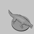 Game Movie Character Crocodile 3D Model With Green Base And Gray Background