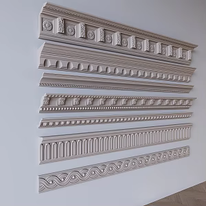 French carved plaster line plaster component decorative waist line 3d model